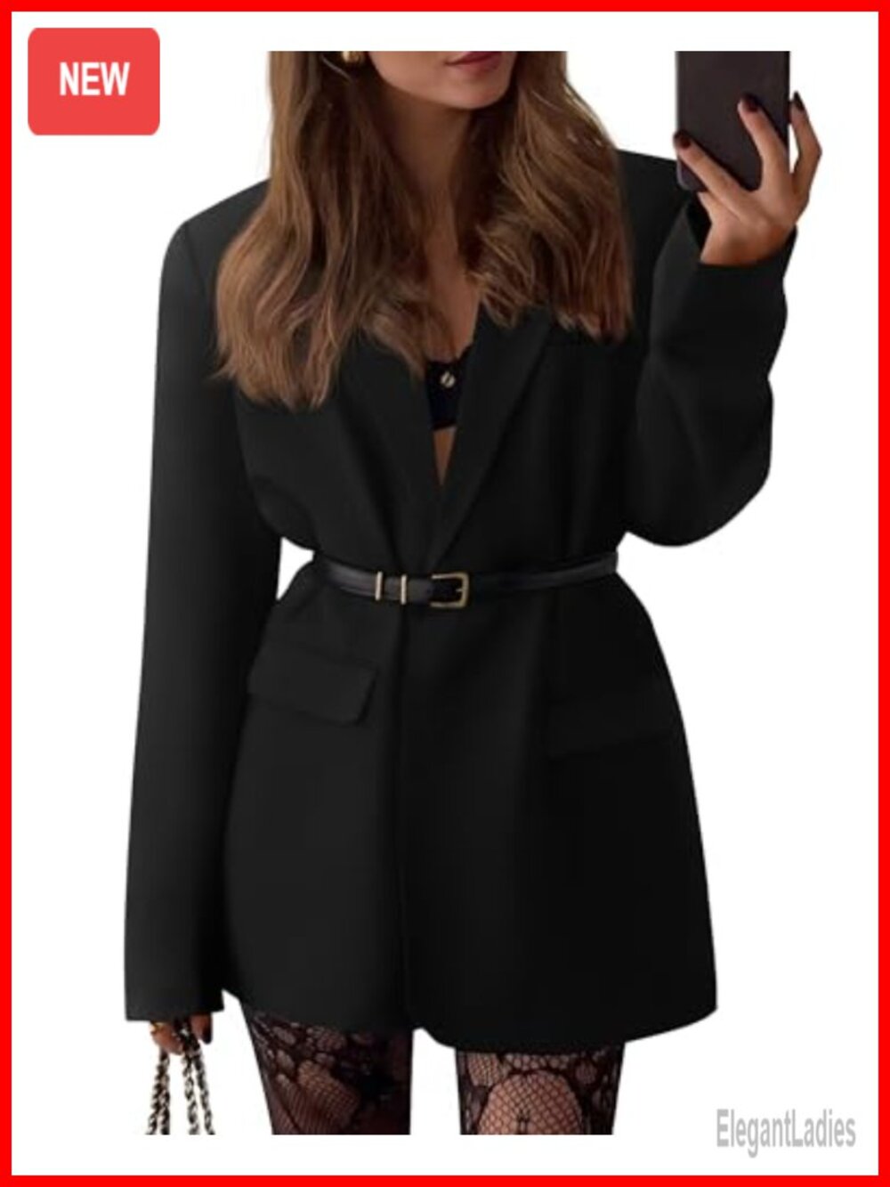 Oversized One Button Blazer Notched Lapel Business Casual